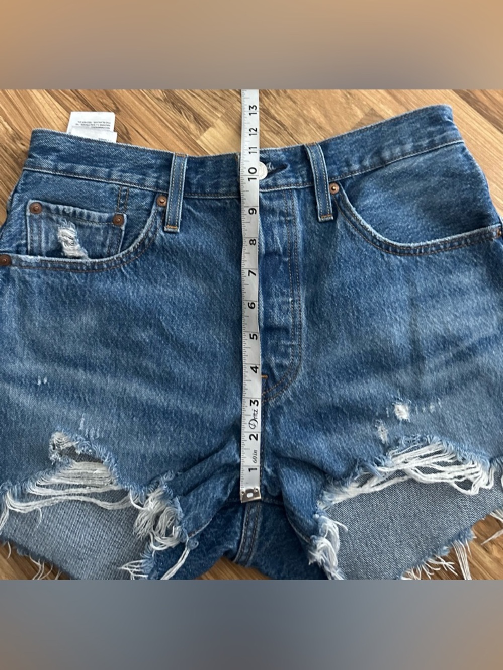 Levi's Light Blue Distressed High-Rise Jean Shorts - Picture 12 of 13